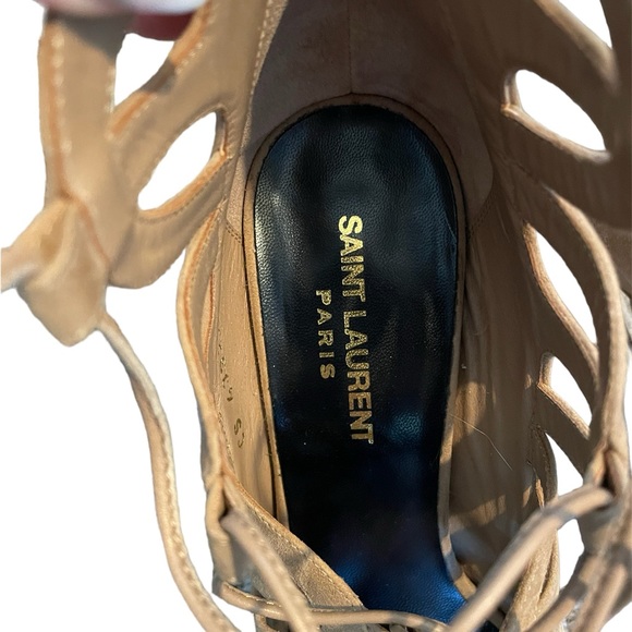 Saint Laurent Tan Suede Cutout Heels - US 7.5/EU 38 - Picture 7 of 13